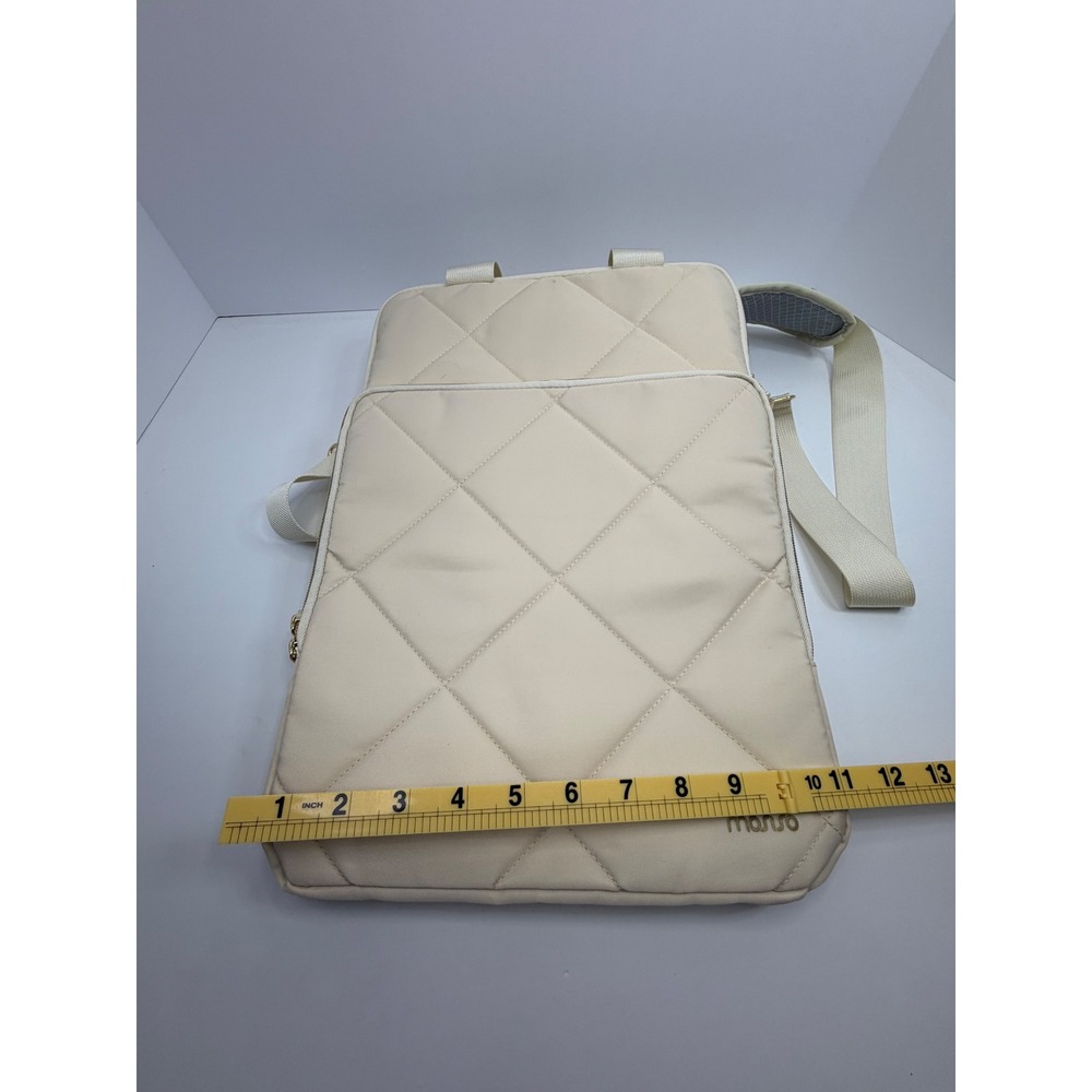 Mosiso Vertical‎ Quilted Laptop Shoulder Bag Cream Padded Travel Messenger Case - Picture 7 of 14